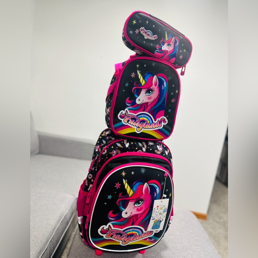 Rolling Backpack for Boys with Lunch Bag Pencil